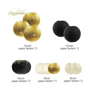 NICROLANDEE Suministros de fiesta de oro negro 12_3