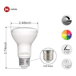 Helloify Bombilla LED R20BR20 regulable 7 W equivalente_3