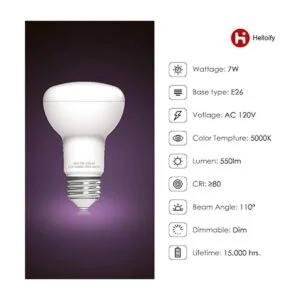 Helloify Bombilla LED R20BR20 regulable 7 W equivalente_6