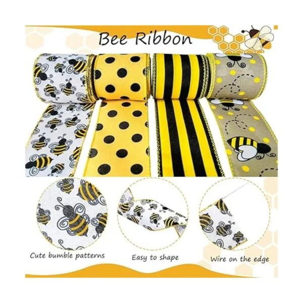 Bumble Bee Cinta de tela con alambre de 26 yardas diseño_2