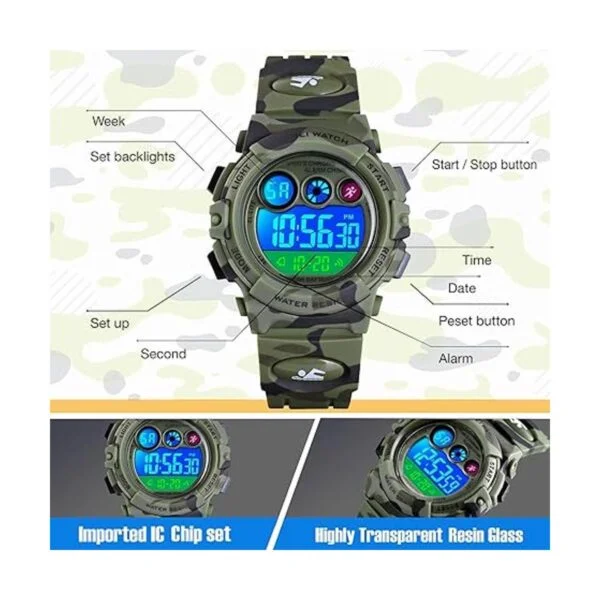 Reloj deportivo digital para niños y niñas resistente al_2