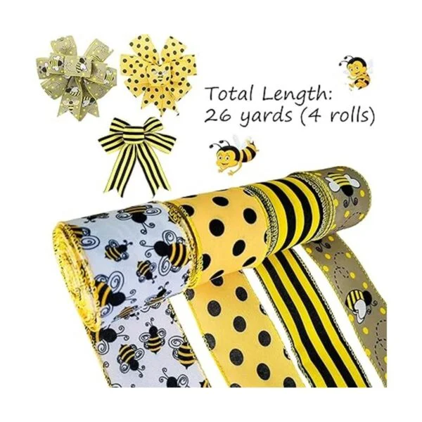 Bumble Bee Cinta de tela con alambre de 26 yardas diseño_3