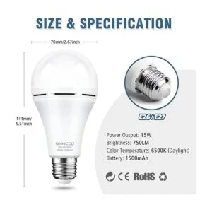 Bombilla LED de emergencia batería de reserva con_4