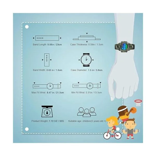 Reloj deportivo digital para niños y niñas resistente al_5