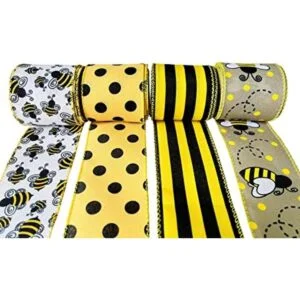 Bumble Bee Cinta de tela con alambre de 26 yardas diseño_1