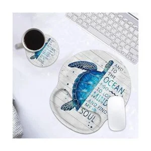Alfombrilla de ratón ergonómica para muñeca y posavasos de_4