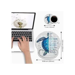 Alfombrilla de ratón ergonómica para muñeca y posavasos de_3