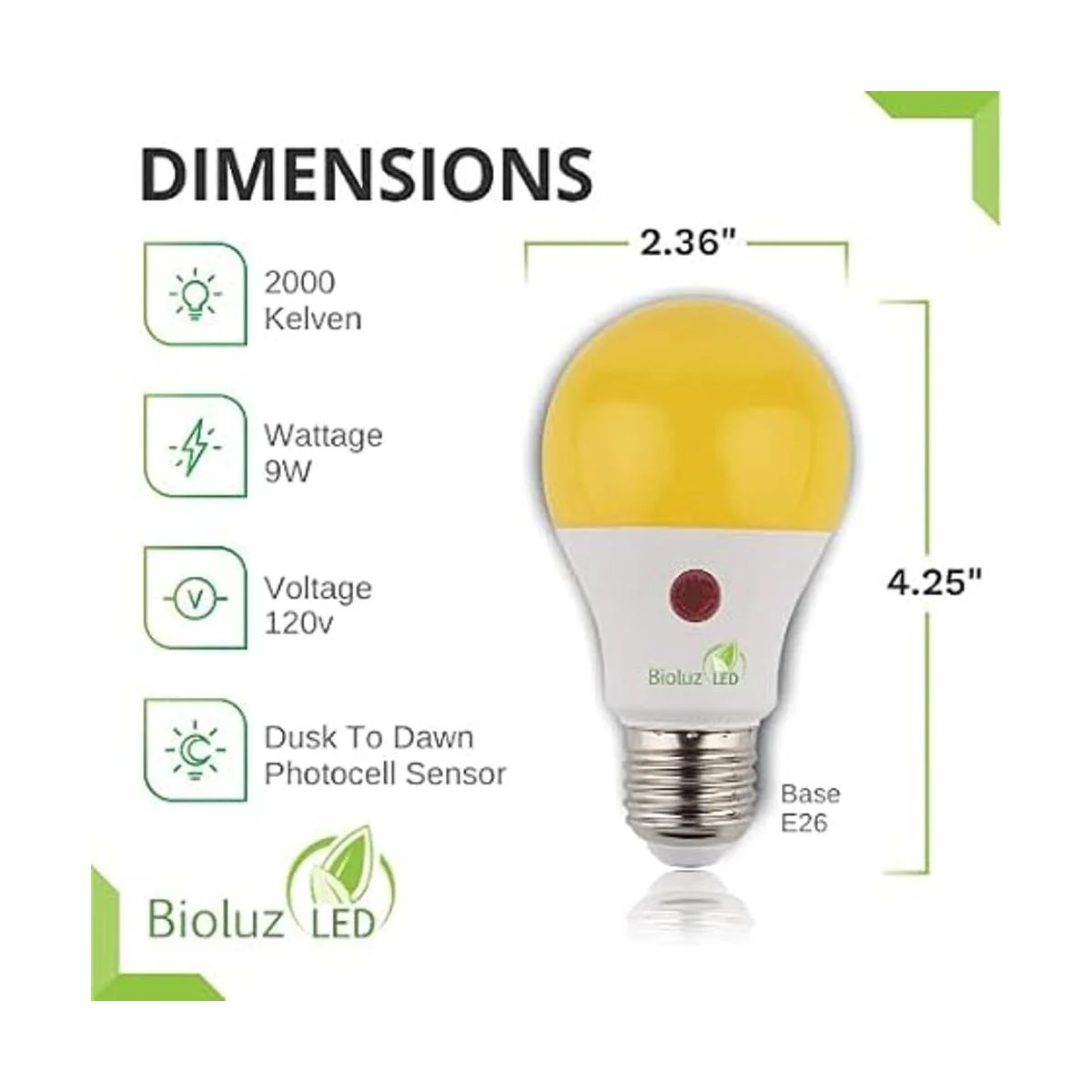 Bioluz Paquete de 3 bombillas LED amarillas del atardecer_4