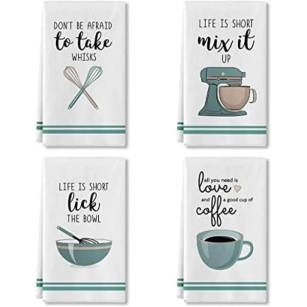 Artoid Mode Coffee Kitchen Ware Quote Juego de 4 toallas_1