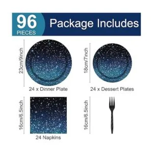 Juego de vajilla de 96 piezas para fiestas espaciales_2