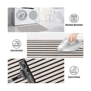 LEEVAN Tapete a rayas blancas y negras 24 x 35 pulgadas_7