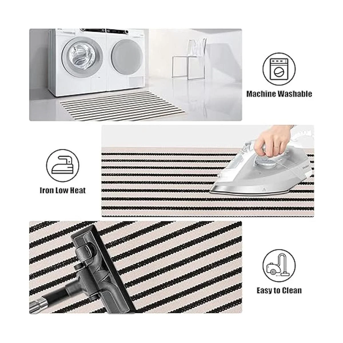 LEEVAN Tapete a rayas blancas y negras 24 x 35 pulgadas_7