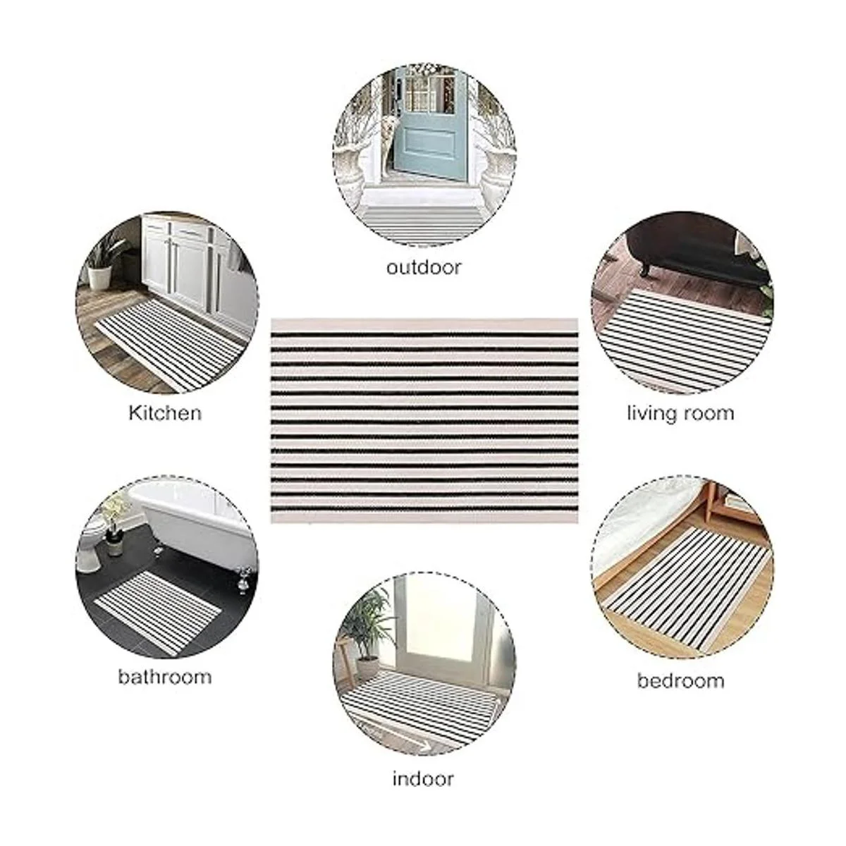 LEEVAN Tapete a rayas blancas y negras 24 x 35 pulgadas_4