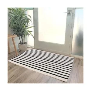 LEEVAN Tapete a rayas blancas y negras 24 x 35 pulgadas_2