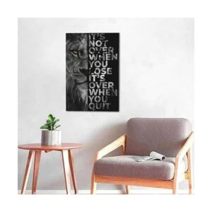 Arte de pared de retrato de cabeza de león en blanco y_3