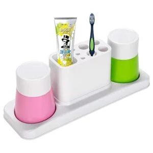 Aebeky Soporte para cepillo de dientes de baño con tazas_5