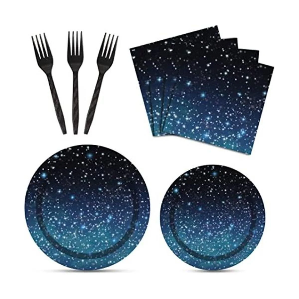 Juego de vajilla de 96 piezas para fiestas espaciales_1