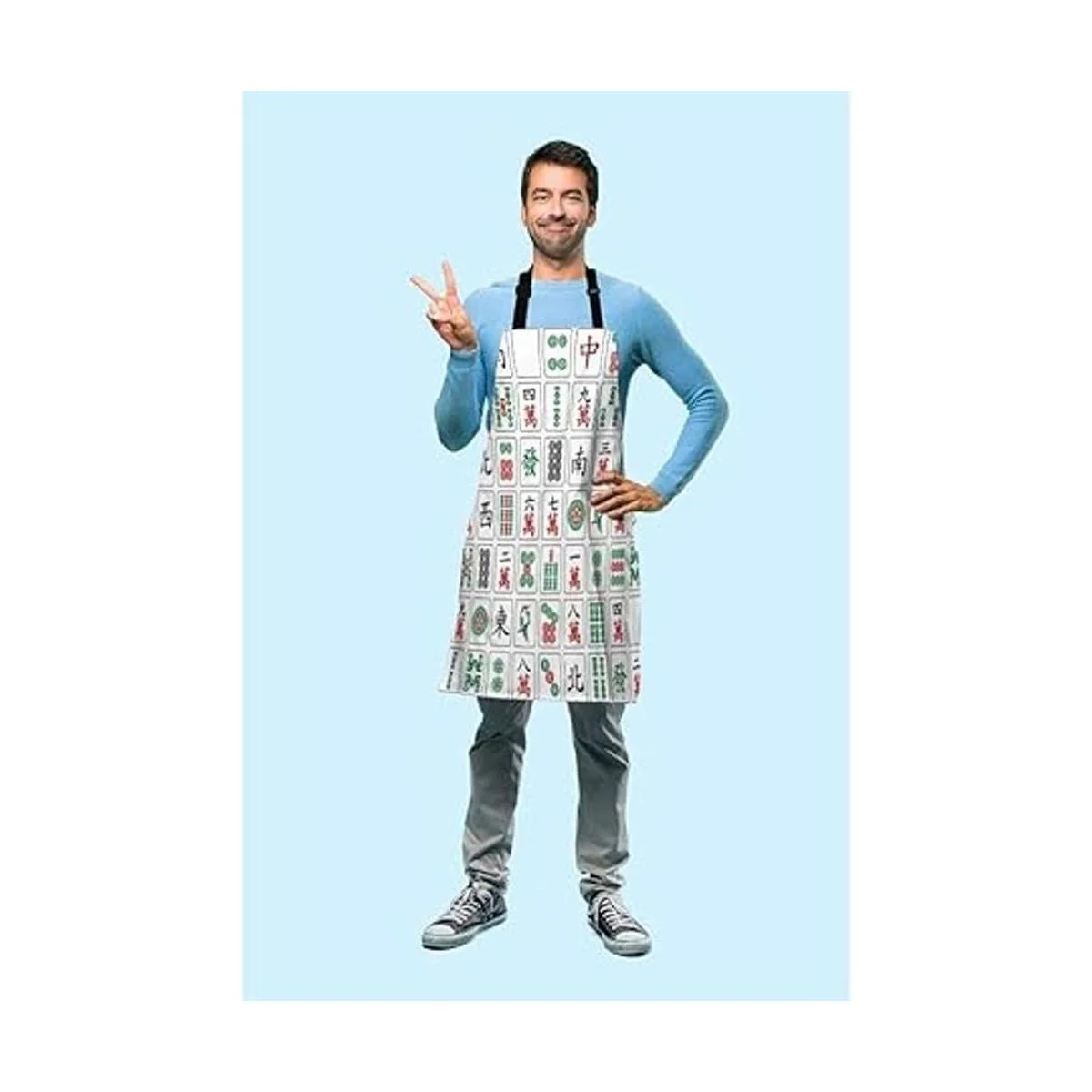 Beabes MaJiang Azulejos Chef Delantal de 26.8 in x 30.7 in_3
