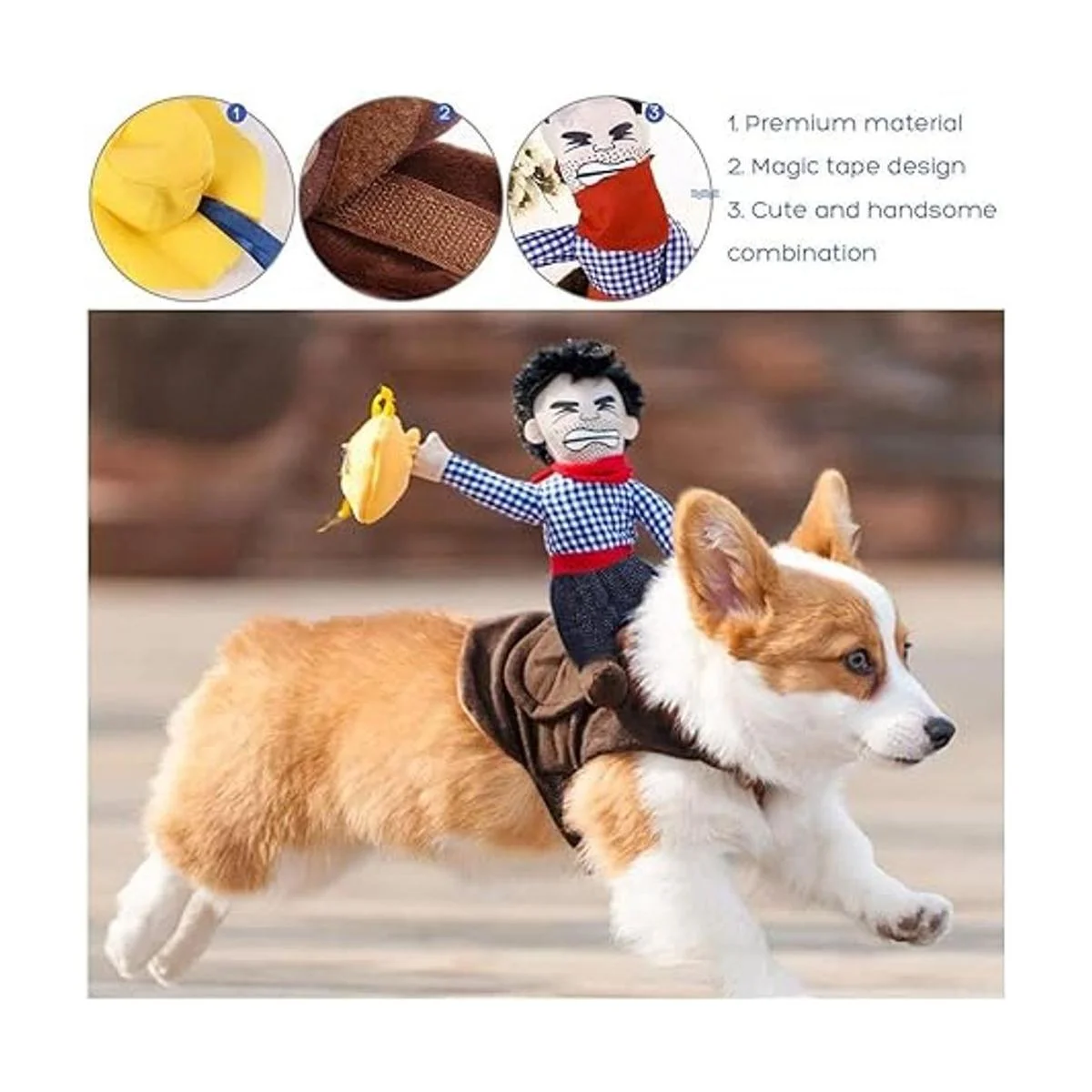 ISMARTEN Disfraz de vaquero para perro disfraz de_5