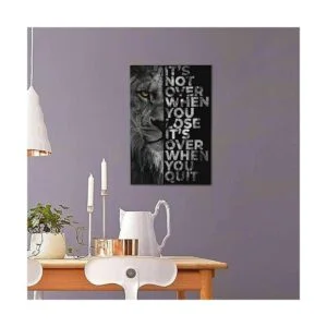 Arte de pared de retrato de cabeza de león en blanco y_2