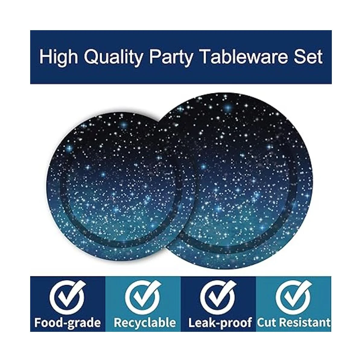 Juego de vajilla de 96 piezas para fiestas espaciales_4