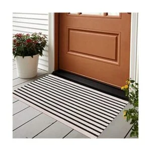 LEEVAN Tapete a rayas blancas y negras 24 x 35 pulgadas_1