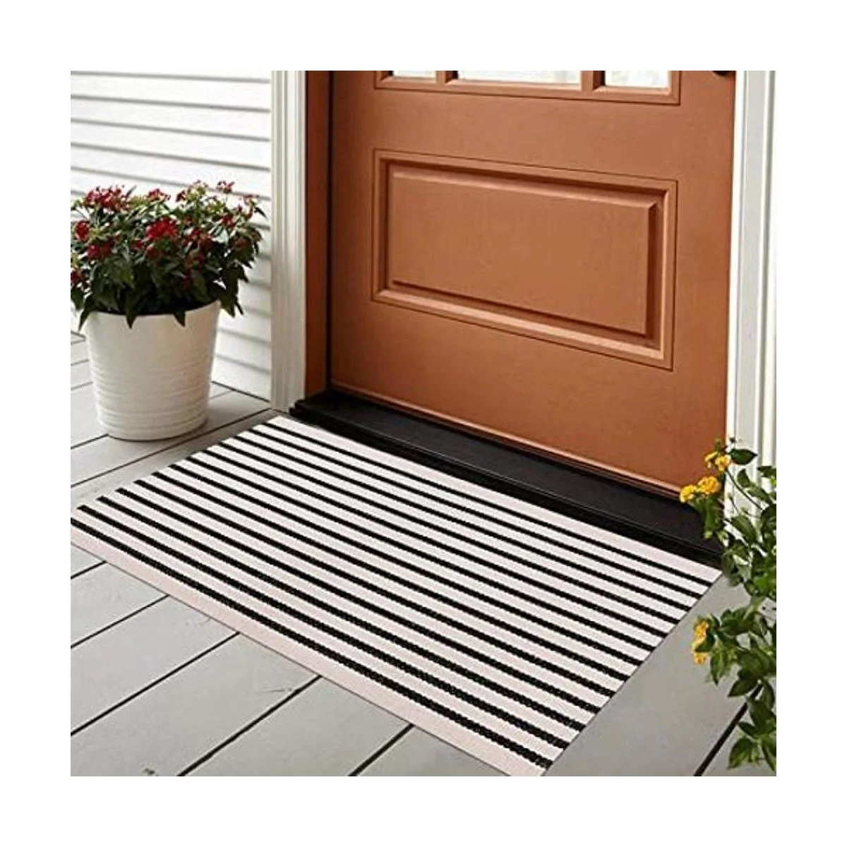 LEEVAN Tapete a rayas blancas y negras 24 x 35 pulgadas_1