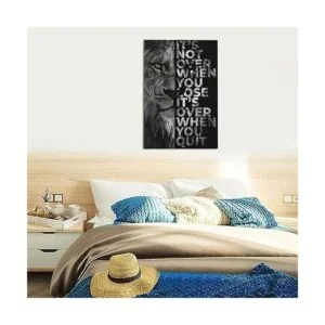 Arte de pared de retrato de cabeza de león en blanco y_5