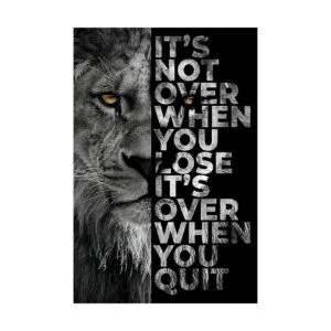 Arte de pared de retrato de cabeza de león en blanco y_1