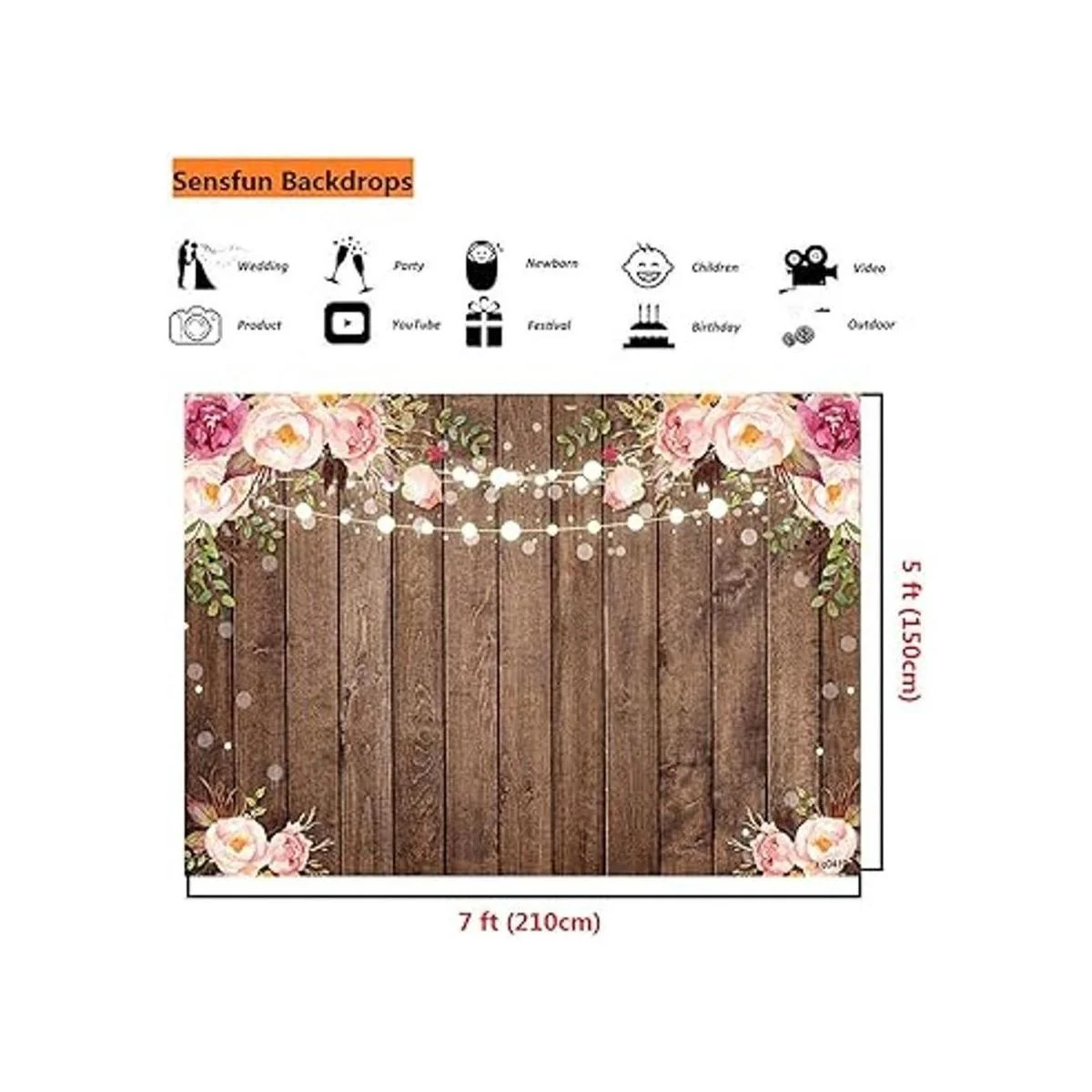 Sensfun Fondo floral de madera rústica de 7 x 5 pies para_4