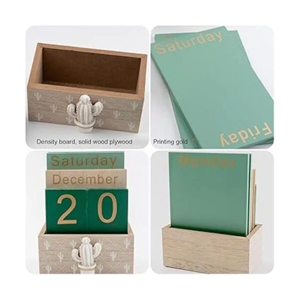 Notakia Calendario perpetuo calendario de madera para_6