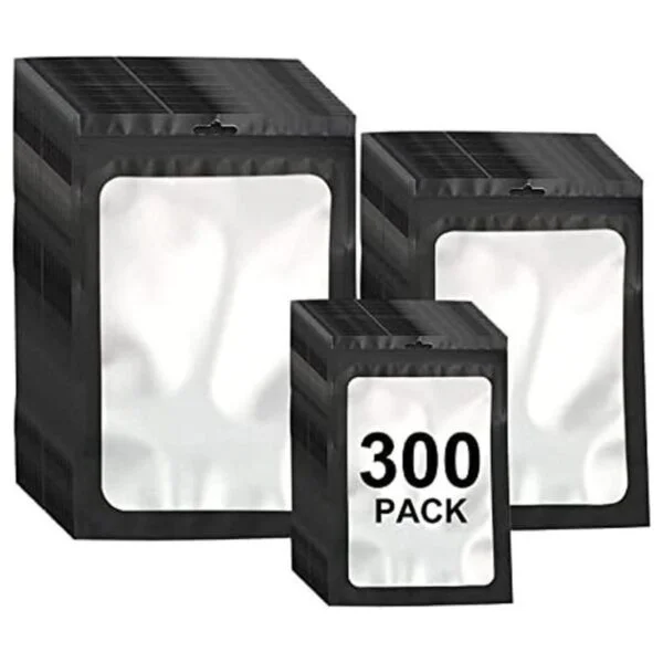 Paquete de 300 bolsas resellables de tereftalato de_1
