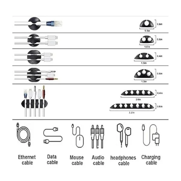 Kit organizador de gestión de cables 4 fundas de cable_3