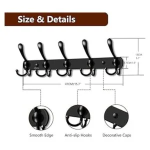 Bjiotun Perchero para colgar en la pared paquete de 2_5