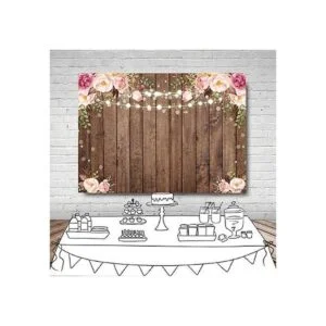 Sensfun Fondo floral de madera rústica de 7 x 5 pies para_3