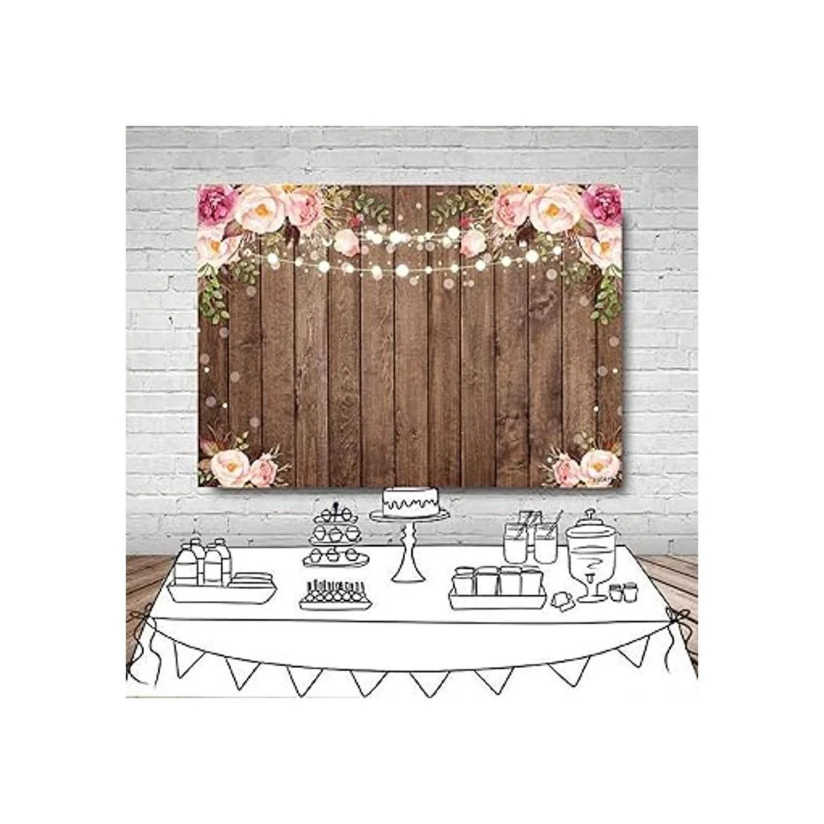 Sensfun Fondo floral de madera rústica de 7 x 5 pies para_3