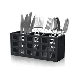 Contenedor de almacenamiento de cubiertos de madera para_1