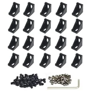 Iverntech 20 piezas de aluminio negro soporte de esquina_1