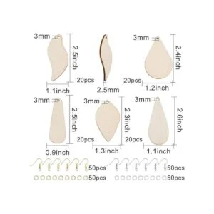 SUNNYCLUE Juego de 300 aretes de madera sin terminar con 5_2