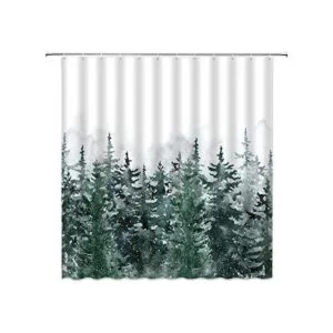 BNYARH Cortina de ducha de bosque de invierno pino_1