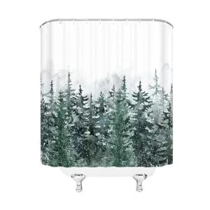 BNYARH Cortina de ducha de bosque de invierno pino_2