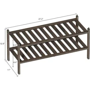 Dranixly Zapatero apilable de bambú de 2 niveles para_7