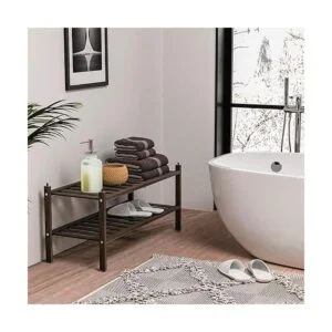 Dranixly Zapatero apilable de bambú de 2 niveles para_6