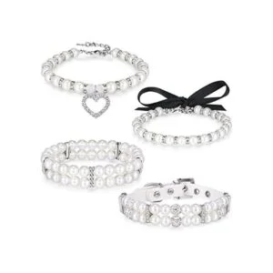 Juego de 4 collares de perlas de perro collar de perlas_1