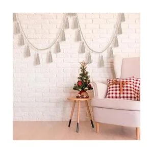 Guirnalda de cuentas de madera con borlas de 9.8 pies para_5