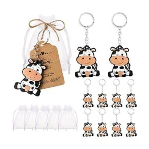36 llaveros de vaca y 36 etiquetas de agradecimiento Kraft_1