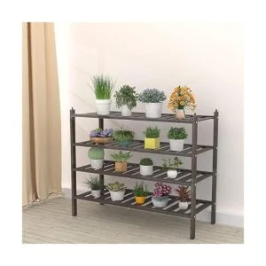 Dranixly Zapatero apilable de bambú de 2 niveles para_5