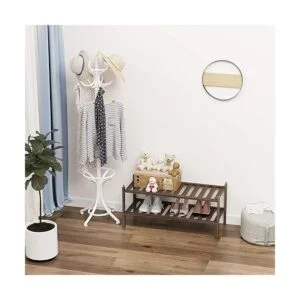 Dranixly Zapatero apilable de bambú de 2 niveles para_4