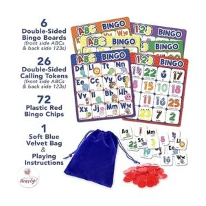 Party Hearty Juego de mesa de bingo ABC y 123 para niños_3