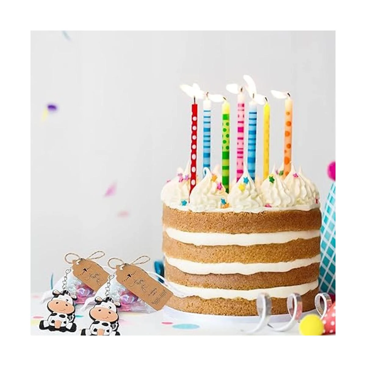 36 llaveros de vaca y 36 etiquetas de agradecimiento Kraft_5